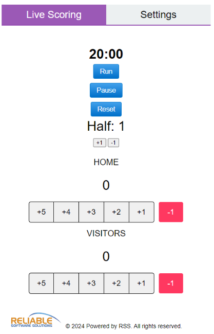 Multisport scoreboard smartphone scoring interface